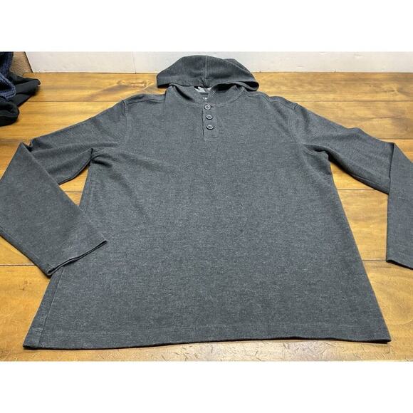 Mizzen+Main Performance Menswear Drawstring Button Up Soft Hoodie Black Large - Picture 2 of 8